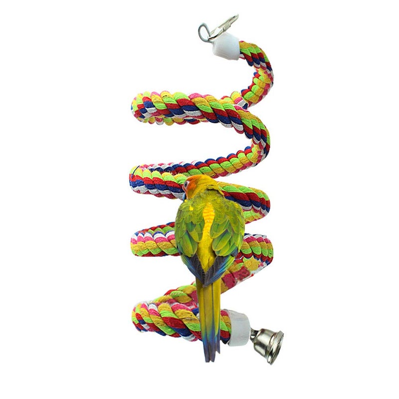 Tayfremn 2pcs 63in Bird Perch Rope Bungee Parrot Toy - Pure Natural Cage Chewing Toy - Image 3